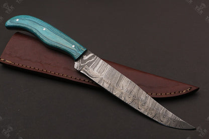 12.5" Damascus Fillet Knife Damascus Steel Fillet Knife With Pakka Wood Handle W/Sheath