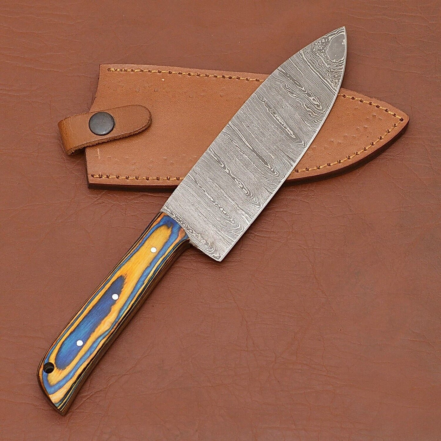 Hand-Forged Damascus Steel Chef Fillet Knife with Elegant Pakka Wood Handle