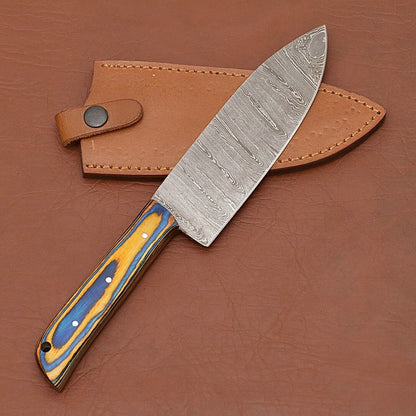 Hand-Forged Damascus Steel Chef Fillet Knife with Elegant Pakka Wood Handle