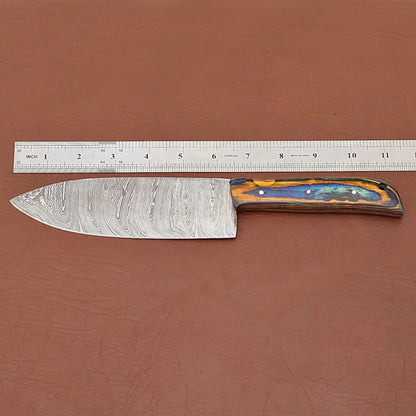 Hand-Forged Damascus Steel Chef Fillet Knife with Elegant Pakka Wood Handle