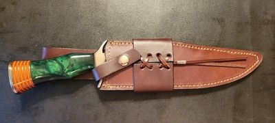 Rare Custom Handmade D2 Tool Steel 12-Inch Bowie Hunting Knife with Resin Handle – Fixed Blade