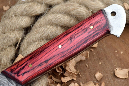 Custom Handmade Forged Damascus Steel Kitchen Chef Knife – 12" Overall, 7" Blade, Leather Sheath Included