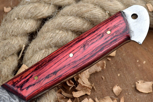 Custom Handmade Forged Damascus Steel Kitchen Chef Knife – 12" Overall, 7" Blade, Leather Sheath Included