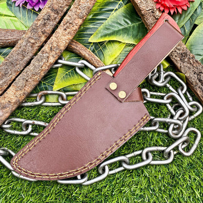 Custom Handmade Damascus Steel Full Tang Tracker Knife – Hardwood Handle, Brass Bolsters
