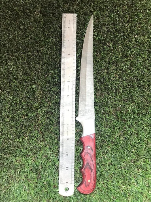 12.5" Damascus Fillet Knife Handmade Twist Damascus Steel Fillet & Brisket Hunting Knife