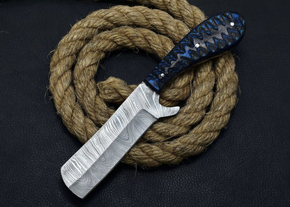 Damascus Steel Bull Cutter Knife Custom Cowboy Bull Cutter Knife with Dollar Sheet Handle