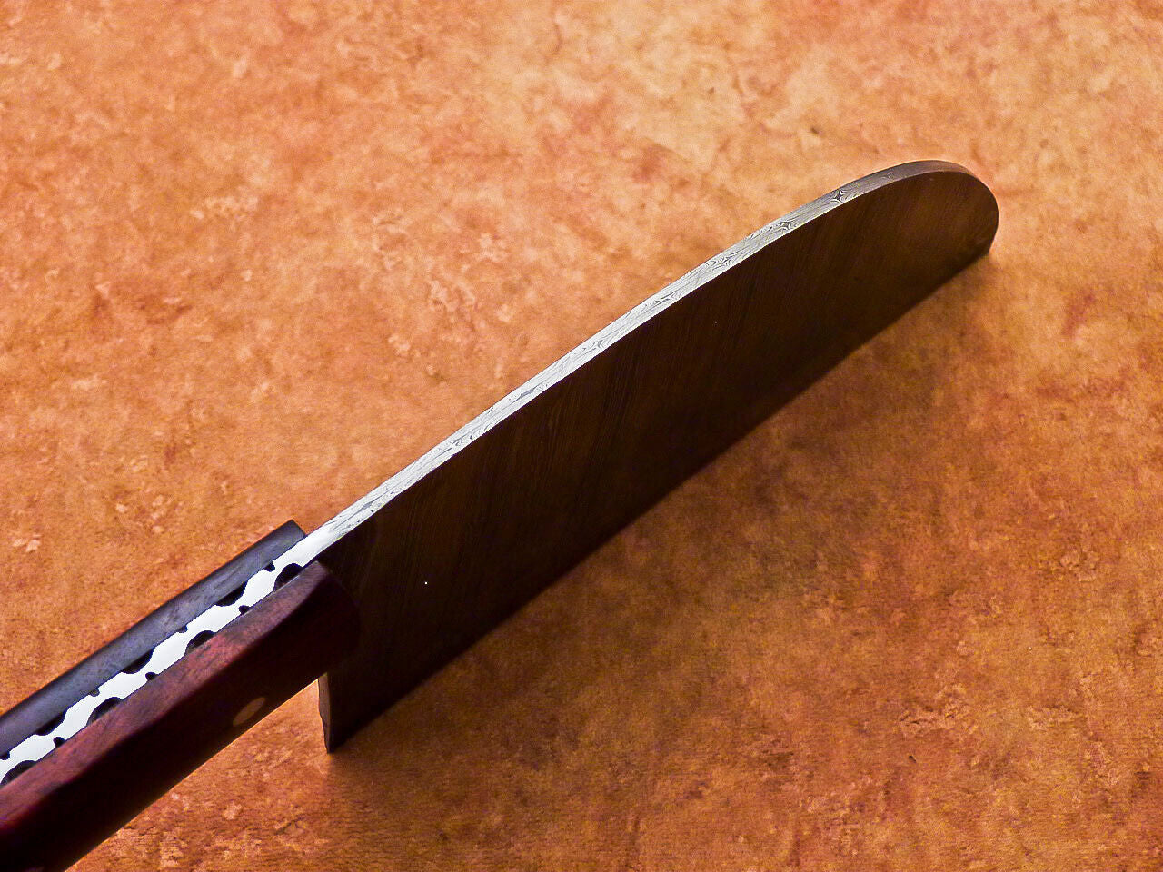 12" Professional Chef Chopper Knife Cleaver Damascus Blade Wood Handle with Leather Sheath
