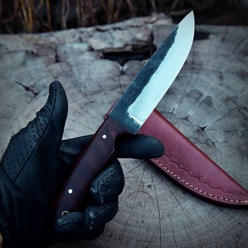 9” Handmade Carbon Steel Skinner Knife | Wood Handle | Hunting Knife