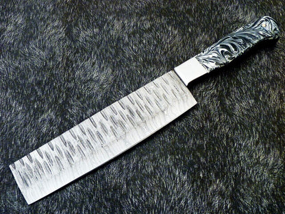 12" Custom Hand Forged Damascus Steel Chopper Knife | Kitchen & Chef Knife