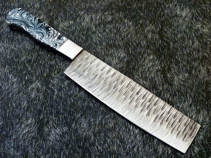 12" Custom Hand Forged Damascus Steel Chopper Knife | Kitchen & Chef Knife