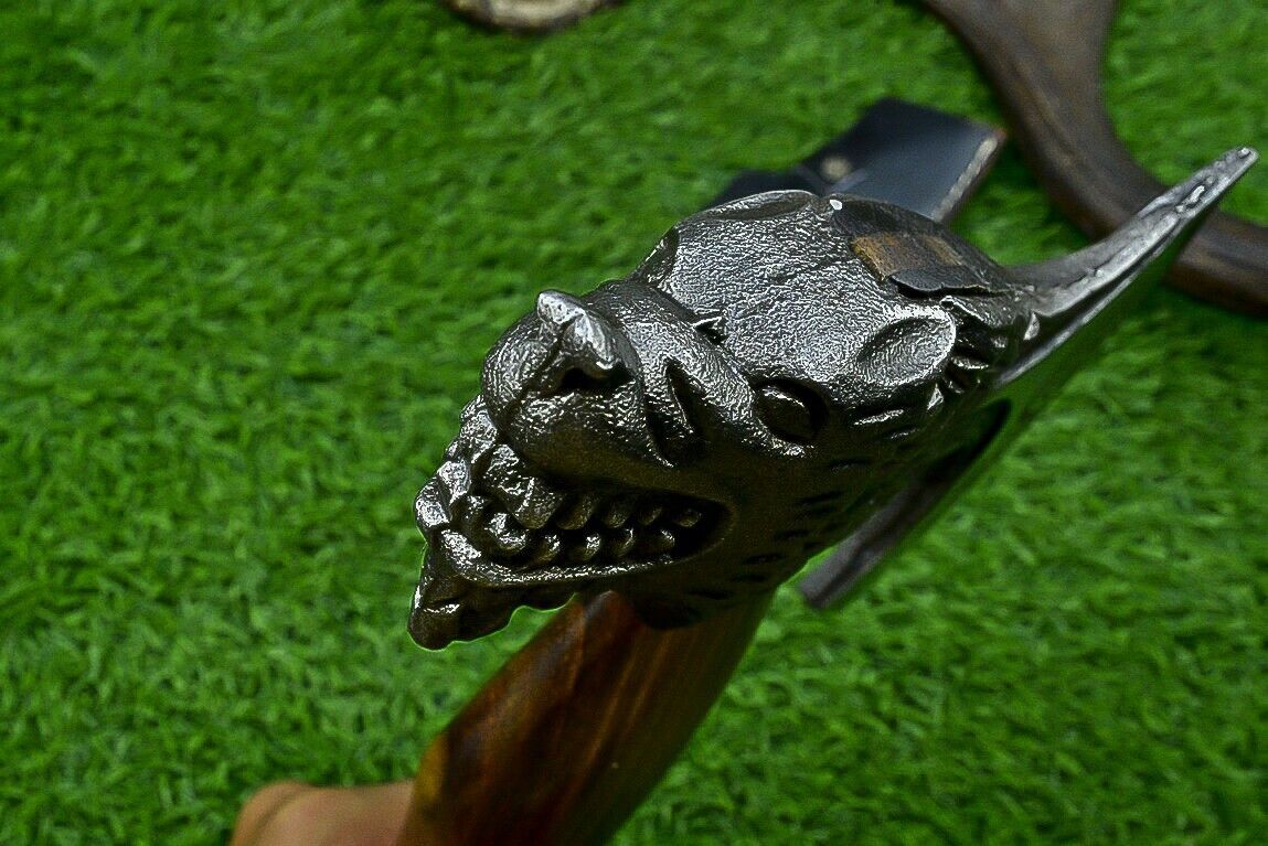 Wolf Hammer Axe – Carbon Steel Viking Hatchet Tomahawk Tactical Axe with Wooden Handle