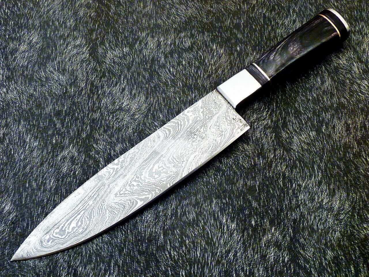 13" Custom Hand Forged Damascus Steel Chef Knife – Handmade Kitchen Knife with Hardwood Handle
