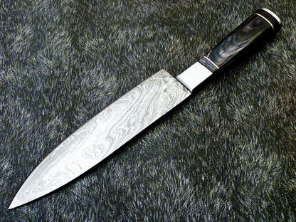 13" Custom Hand Forged Damascus Steel Chef Knife – Handmade Kitchen Knife with Hardwood Handle