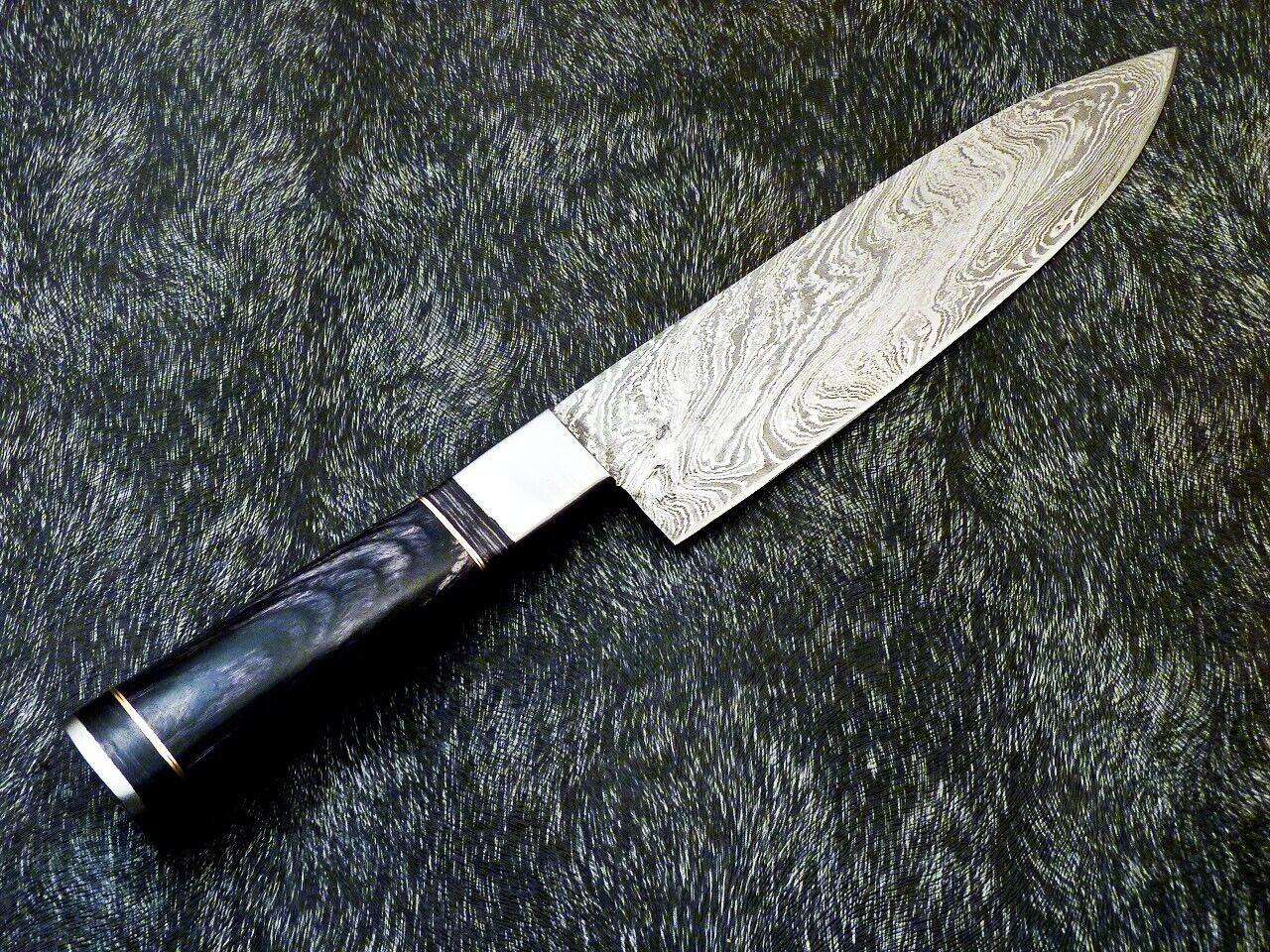 13" Custom Hand Forged Damascus Steel Chef Knife – Handmade Kitchen Knife with Hardwood Handle
