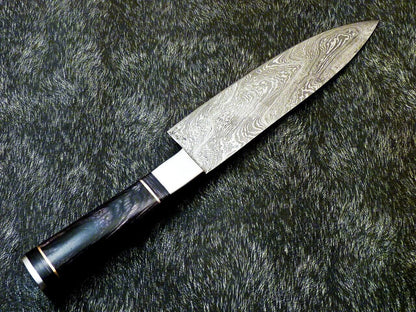 13" Custom Hand Forged Damascus Steel Chef Knife – Handmade Kitchen Knife with Hardwood Handle