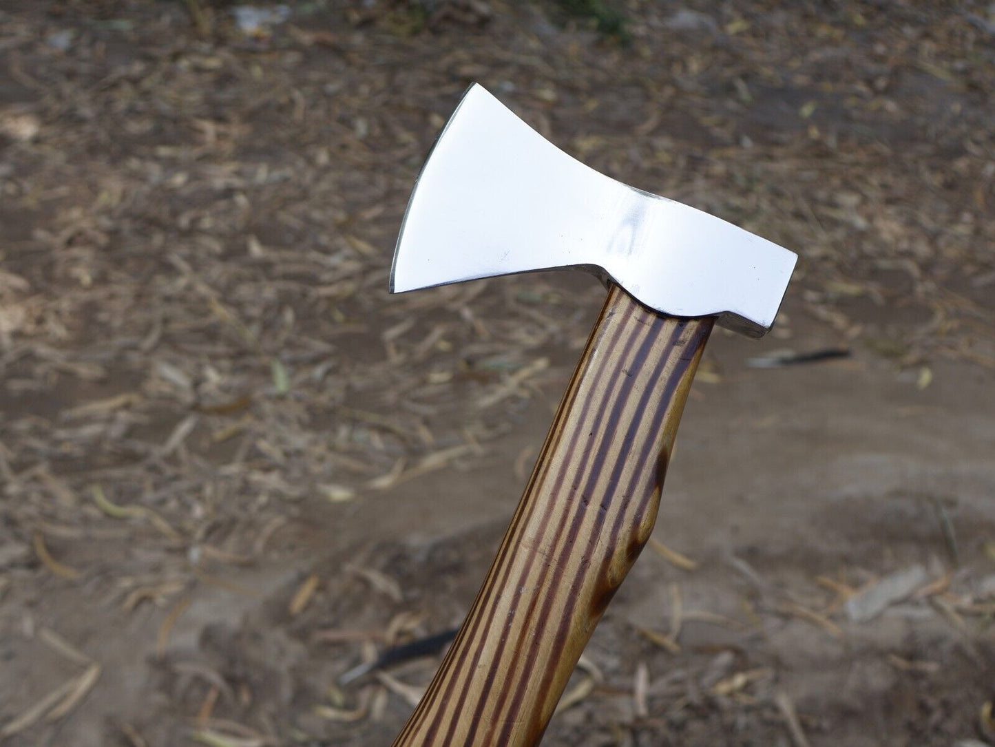 High Polish Viking Axe 16 Inch Yellow Pine Ash Wood Handle with Leather Sheath