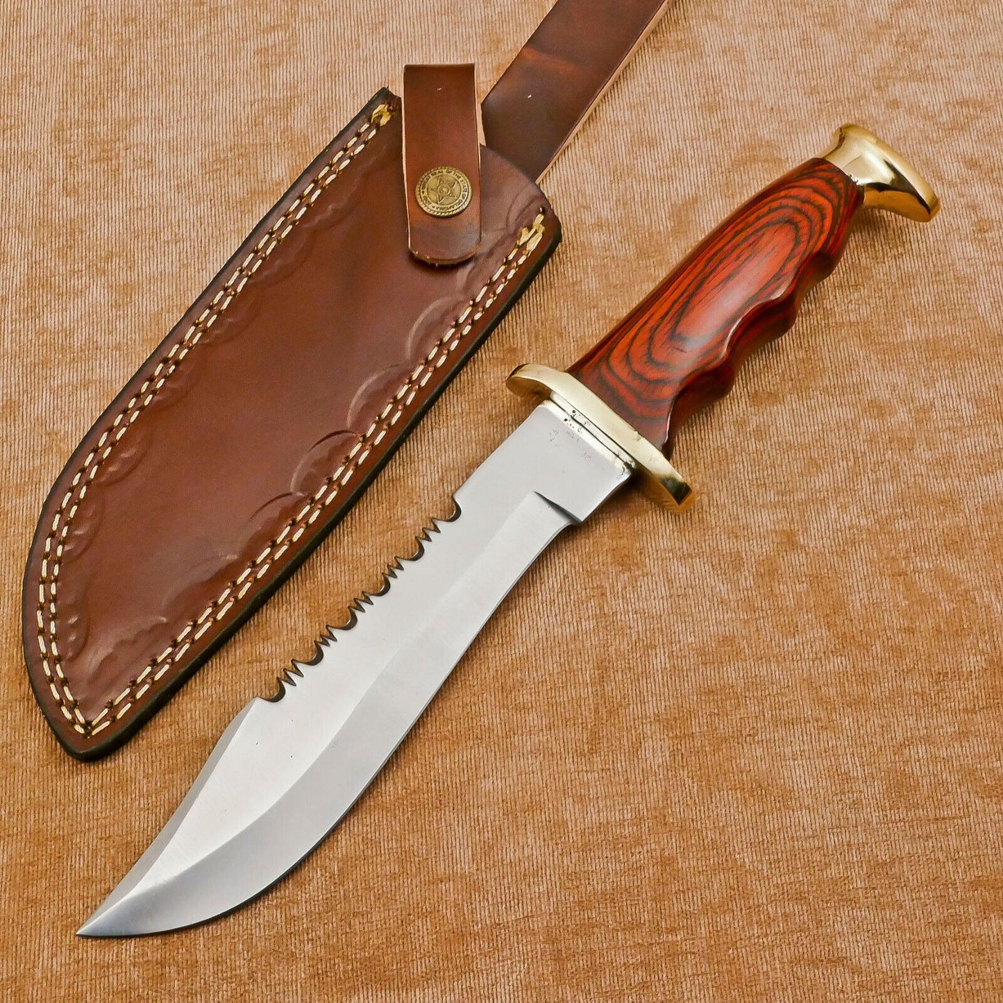 Handmade 12" D2 Steel Fixed Blade Bowie Hunting & Camping Knife – Full Tang