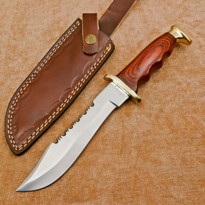Handmade 12" D2 Steel Fixed Blade Bowie Hunting & Camping Knife – Full Tang