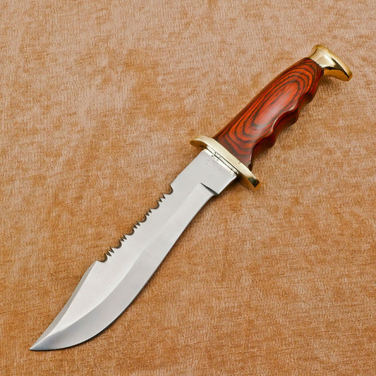 Handmade 12" D2 Steel Fixed Blade Bowie Hunting & Camping Knife – Full Tang