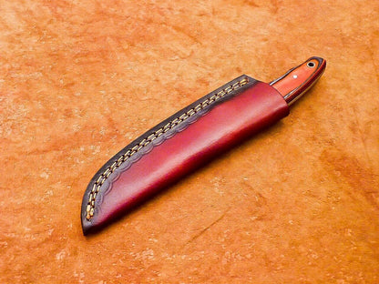 8" Custom Hand-Forged Damascus Steel Bowie Knife with Hardwood Handle & Sheath