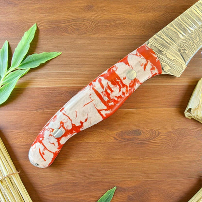 12" Kitchen Steel Knife Damascus Fillet Knife & Handmade Fillet Knife W/Sheath