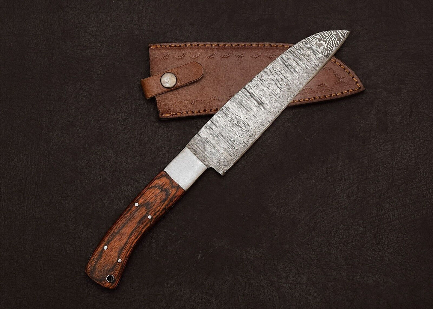 Premium Handmade Damascus Steel 12" Chef Knife | Outdoor Hunting & Kitchen Knife with Pakka Wood Handle