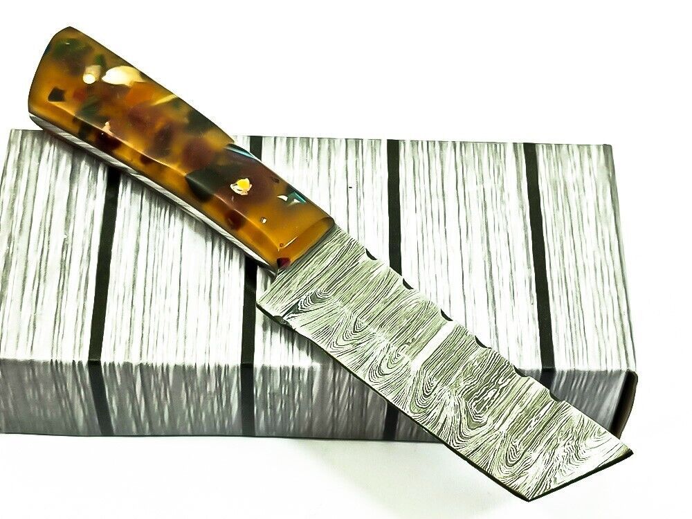 Handmade Damascus Steel Bull Cutter Knife 7" Full Tang Hunting knife with Resin Handle