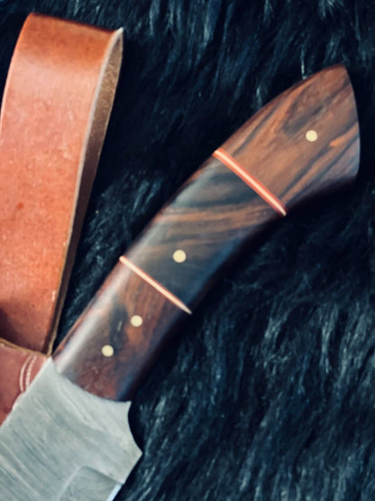 Heritage Forge 15.5 Inch Twist Damascus Steel Machete Knife with Camel Bone and Wood Handle