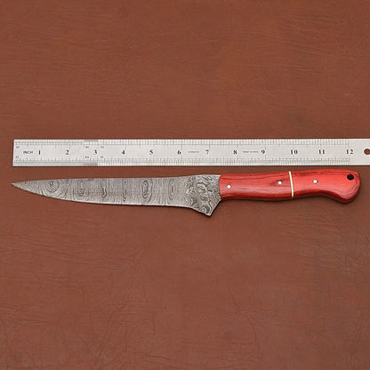 Luxury Handmade Damascus Steel Chef Fillet Knife with Elegant Pakka Wood Handle