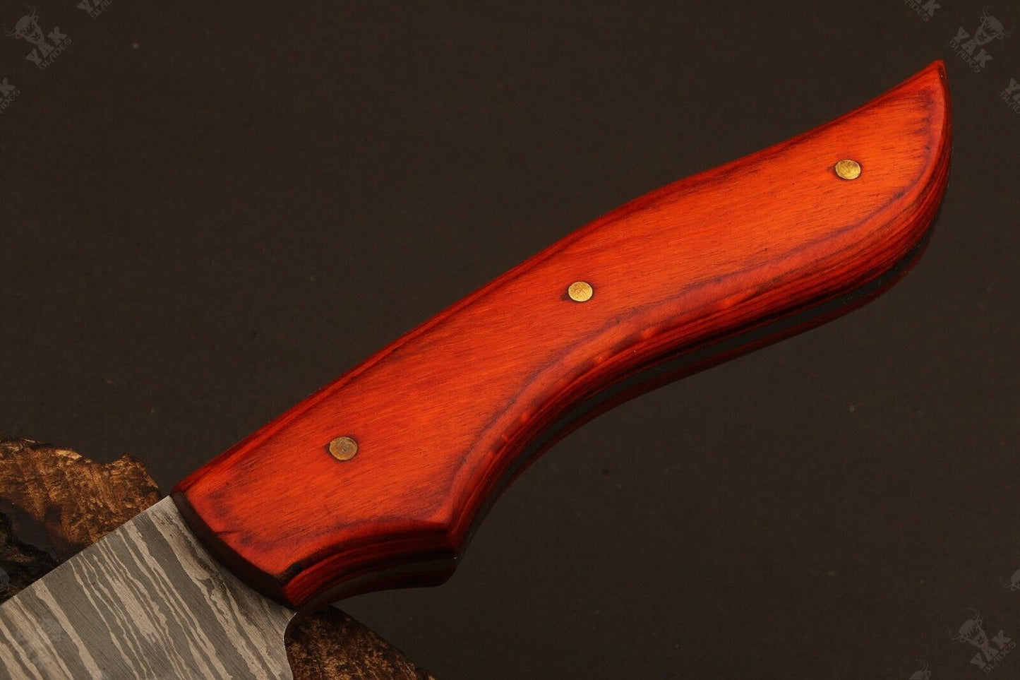 13" Handmade Fillet Knife Fire Damascus Steel Damascus Fishing Knife with Leather Sheath