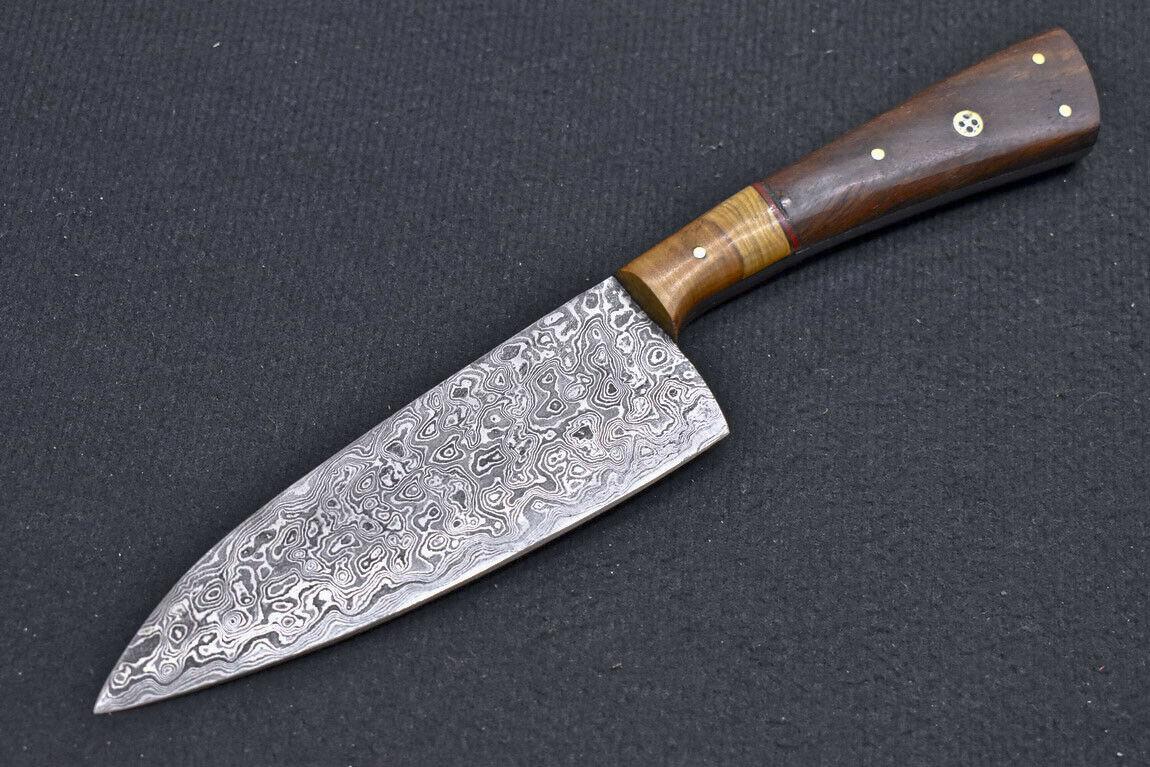 Handmade Damascus Steel Kitchen Chef Knife – Natural Olive Wood Handle | Professional Forged Blade