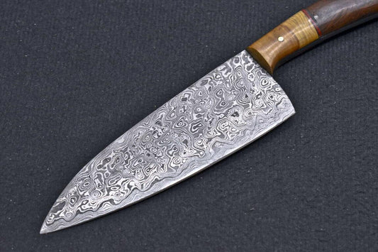 Handmade Damascus Steel Kitchen Chef Knife – Natural Olive Wood Handle | Professional Forged Blade