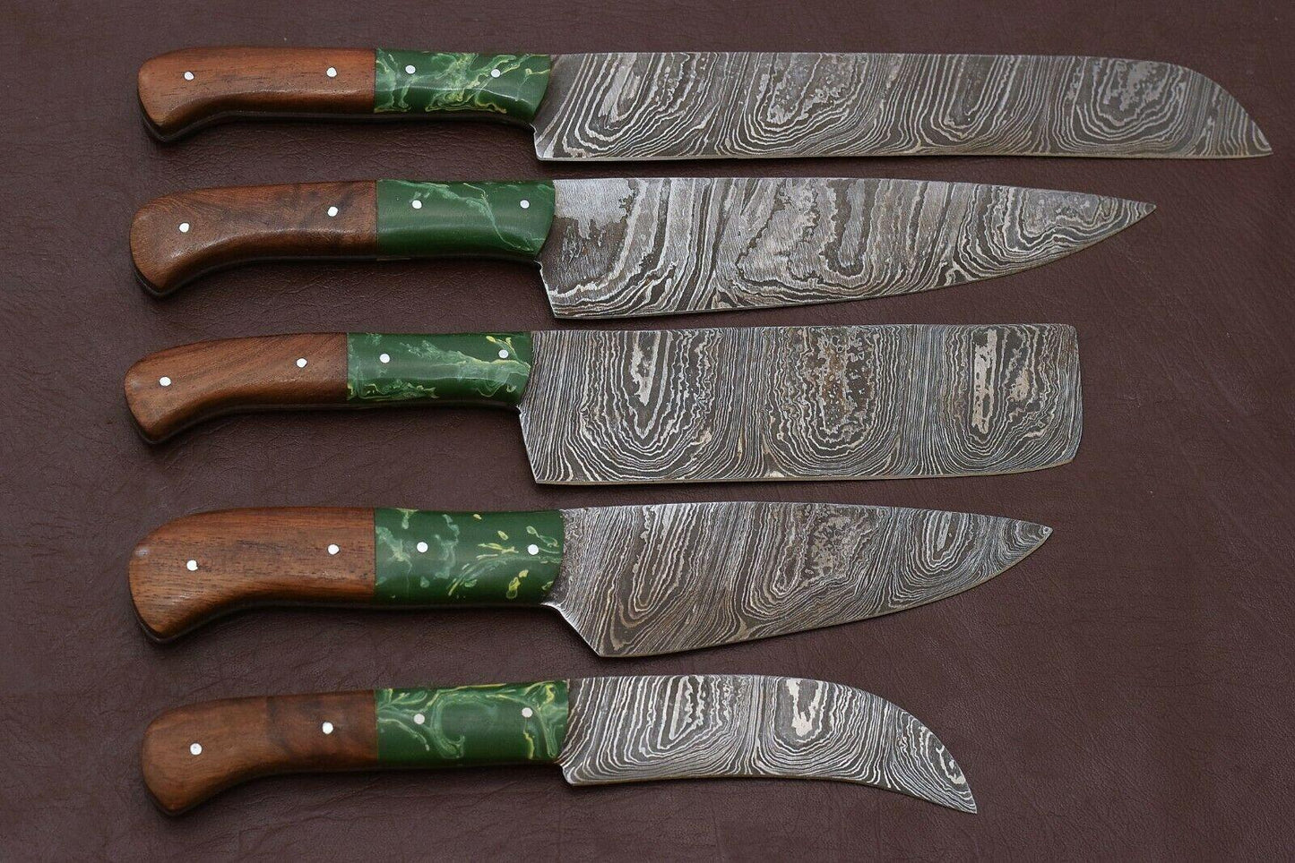 Handmade Damascus Chef Knife Set – Pakka Wood Handle – 256 Layers Steel