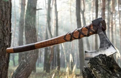 Handcrafted Carbon Steel Viking Bearded Hatchet Tomahawk – Battle Axe with Sheath