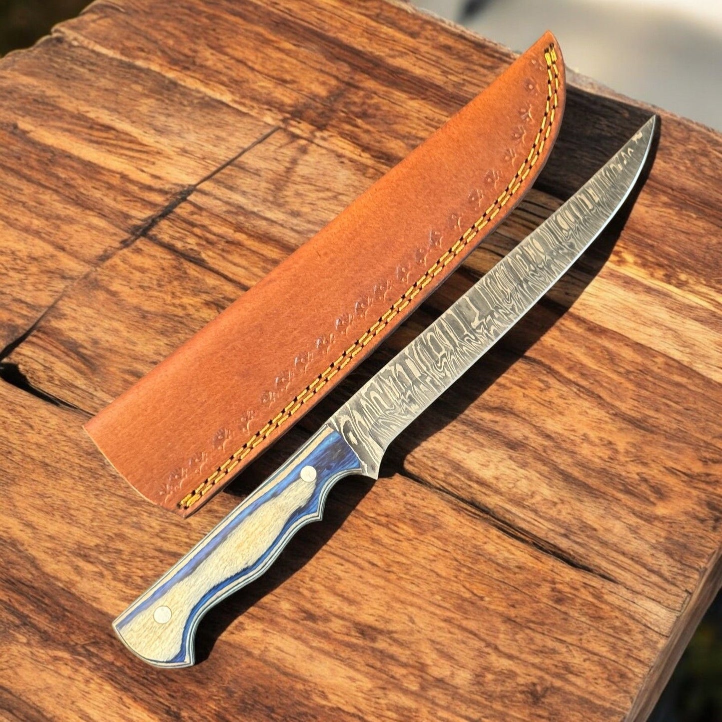 12" Handcrafted Damascus Fillet Knife Premium Kitchen Fillet Knife W/Sheath