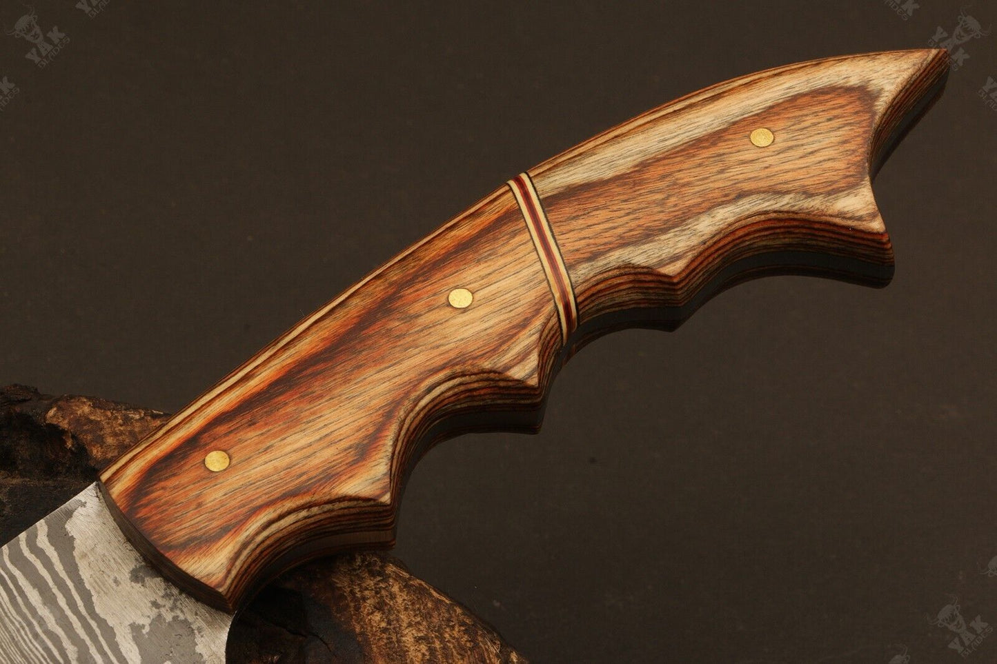 13.5" Hand Forged Damascus Fillet Knife Ladder Damascus Kitchen Knife with Wood Handle