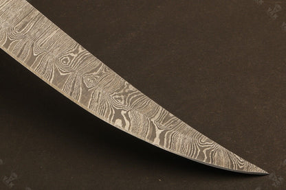 13.5" Hand Forged Damascus Fillet Knife Ladder Damascus Kitchen Knife with Wood Handle