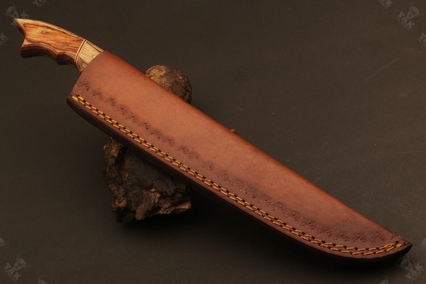 13.5" Hand Forged Damascus Fillet Knife Ladder Damascus Kitchen Knife with Wood Handle