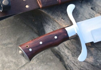17" Custom Handmade D2 Steel Heavy Duty Survival Hunting Bowie Knife with Leather Sheath