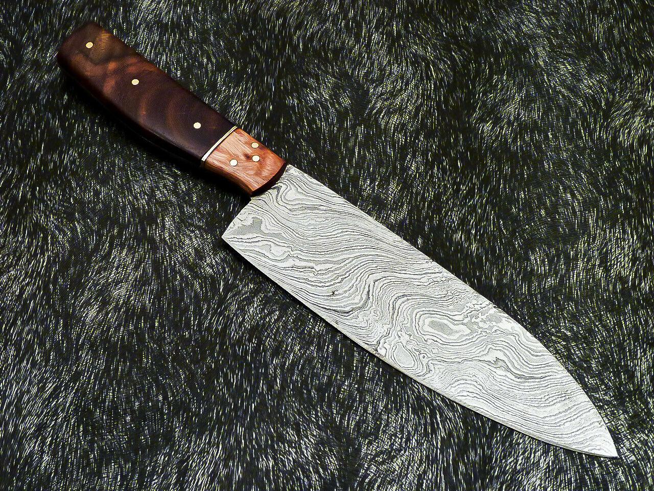 11" Handmade Damascus Steel Chef Knife – Professional Kitchen Knife with Natural Wood Handle