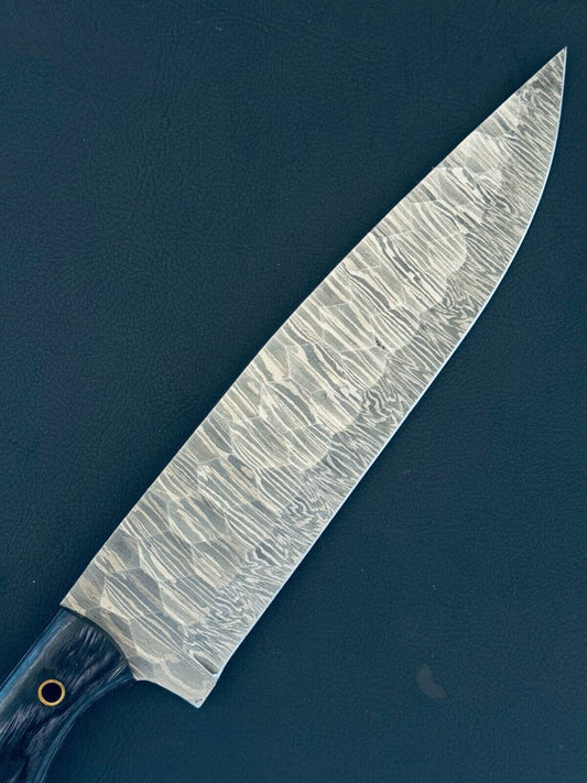 13" Handmade Fire Storm Damascus Steel Chef Knife – Kitchen Fillet Knife with Wood & Bone Handle