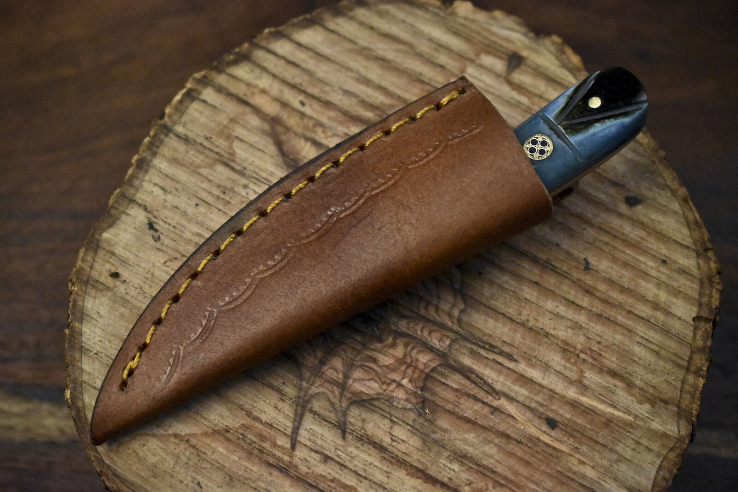 5 Inch Twist Damascus Skinner Knife Bone Handle Compact EDC Rare Blade