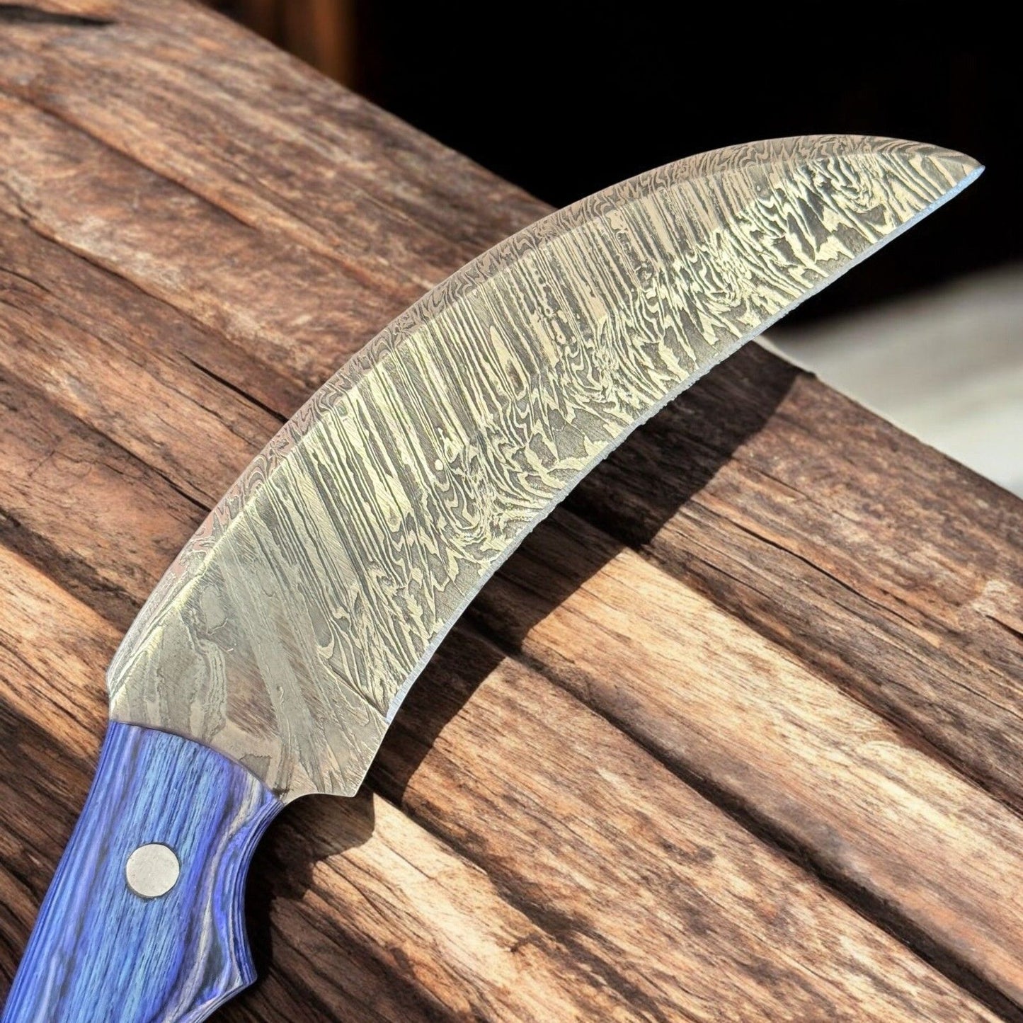 9" Best Damascus Karambit Damascus Steel Hunting Knife With Wood Handle