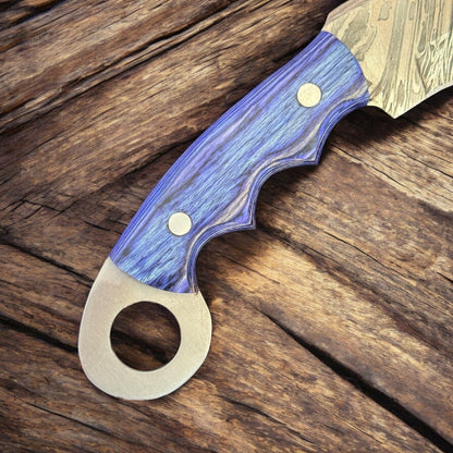 9" Best Damascus Karambit Damascus Steel Hunting Knife With Wood Handle