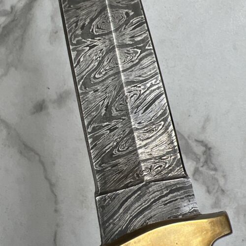 Heritage Forge Custom Handmade Damascus Steel Bowie Knife with Stag Handle