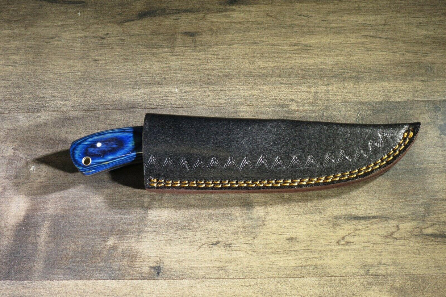 8.0"  Hand Forged Skinner Knife 440C Stainless Steel Hardwood Handle Brass Guard with Leather Sheath