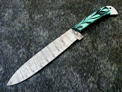 13" Handmade Damascus Steel Chef Knife – Resin Handle Professional Kitchen Knife