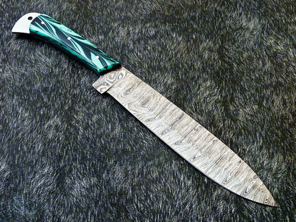 13" Handmade Damascus Steel Chef Knife – Resin Handle Professional Kitchen Knife