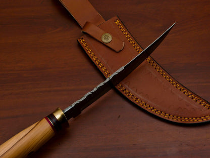 12 Inch Damascus Steel Bowie Knife with Olive and Pakka Wood Handle