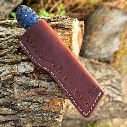 Custom Hand Forged Damascus Steel Bull Cutter Knife 8" Hunting Knife with Wood Handle